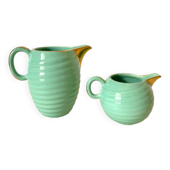 Water green earthenware pitchers from the 50s and 60s
