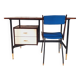 Vintage lacquered top desk with iron structure and pointed brass feet
