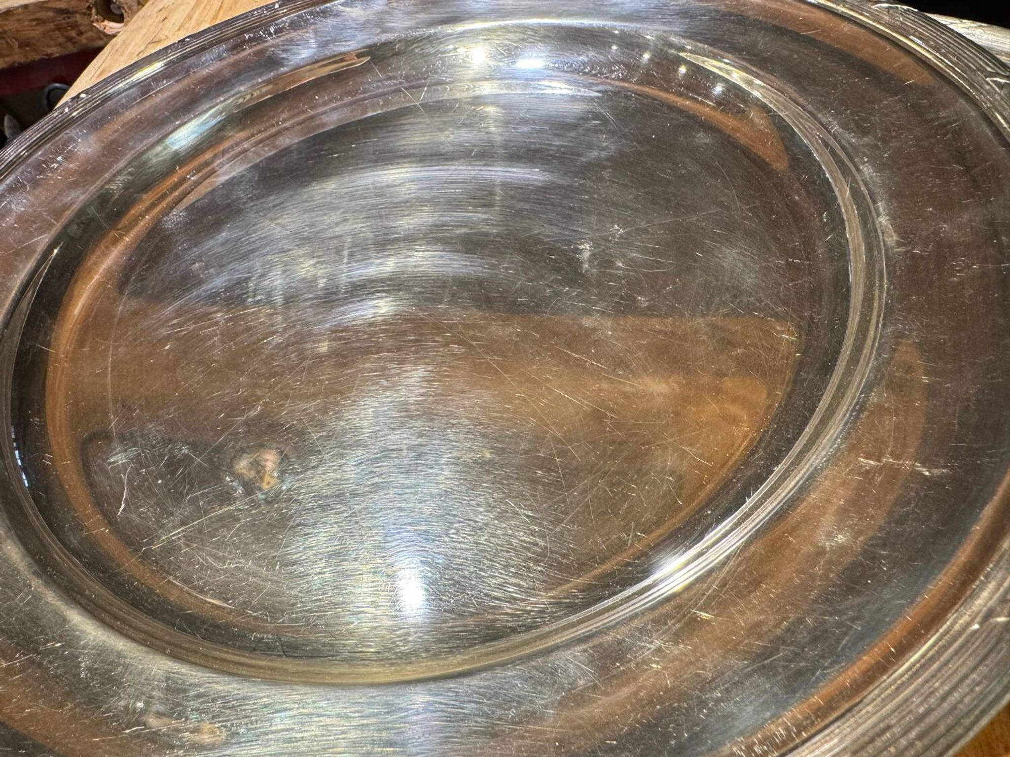 Large serving platter, silver-plated, Fracalanza, Brazil, 20th century.