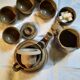 8-piece vintage stoneware tea set by V Benaix