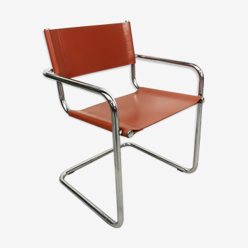 Chaise vintage Bauhaus cuir et chrome Mart Stam Matteo Grassi