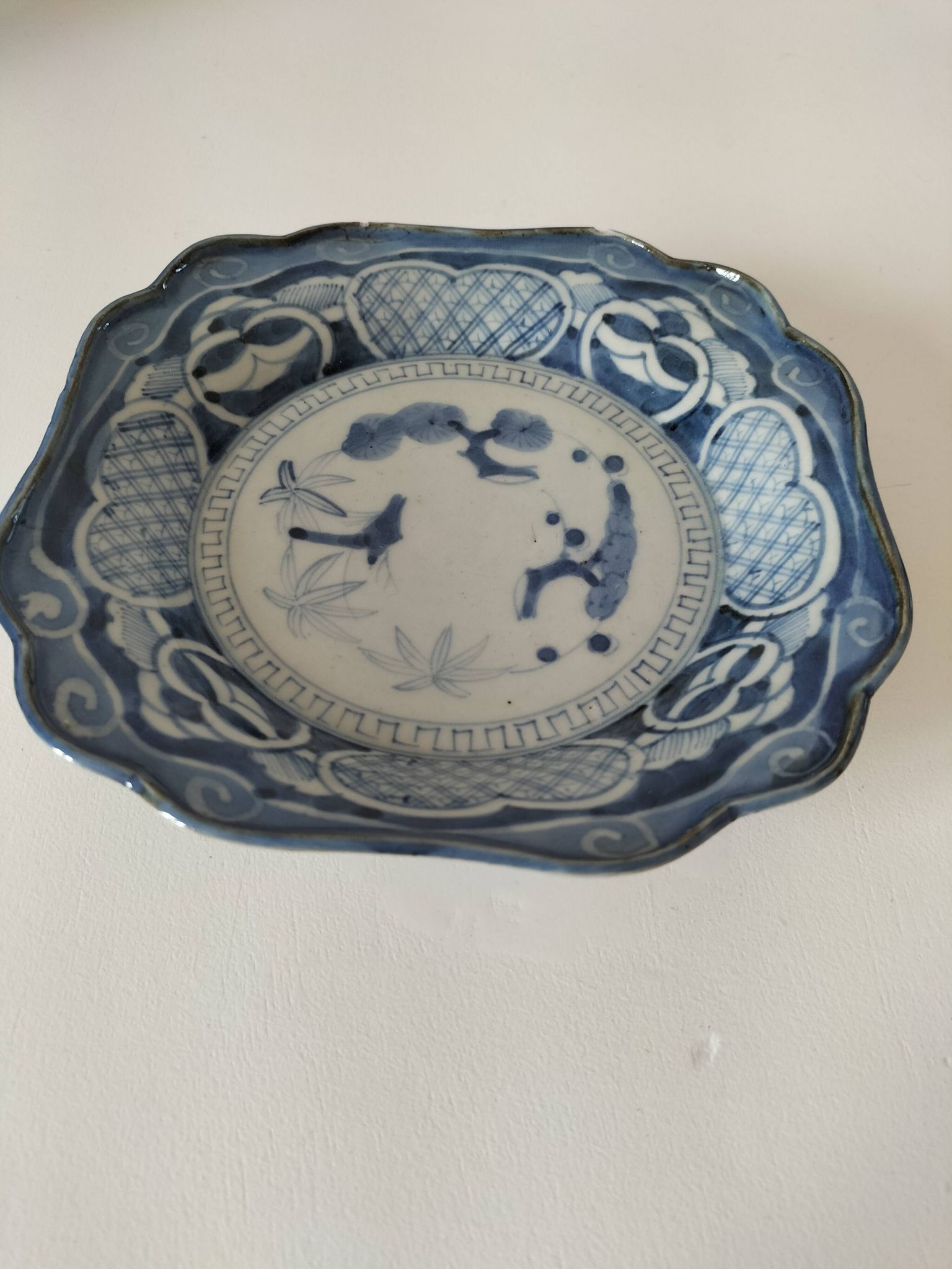 Antique Japanese porcelain cup – Arita blue decoration, late 19th century