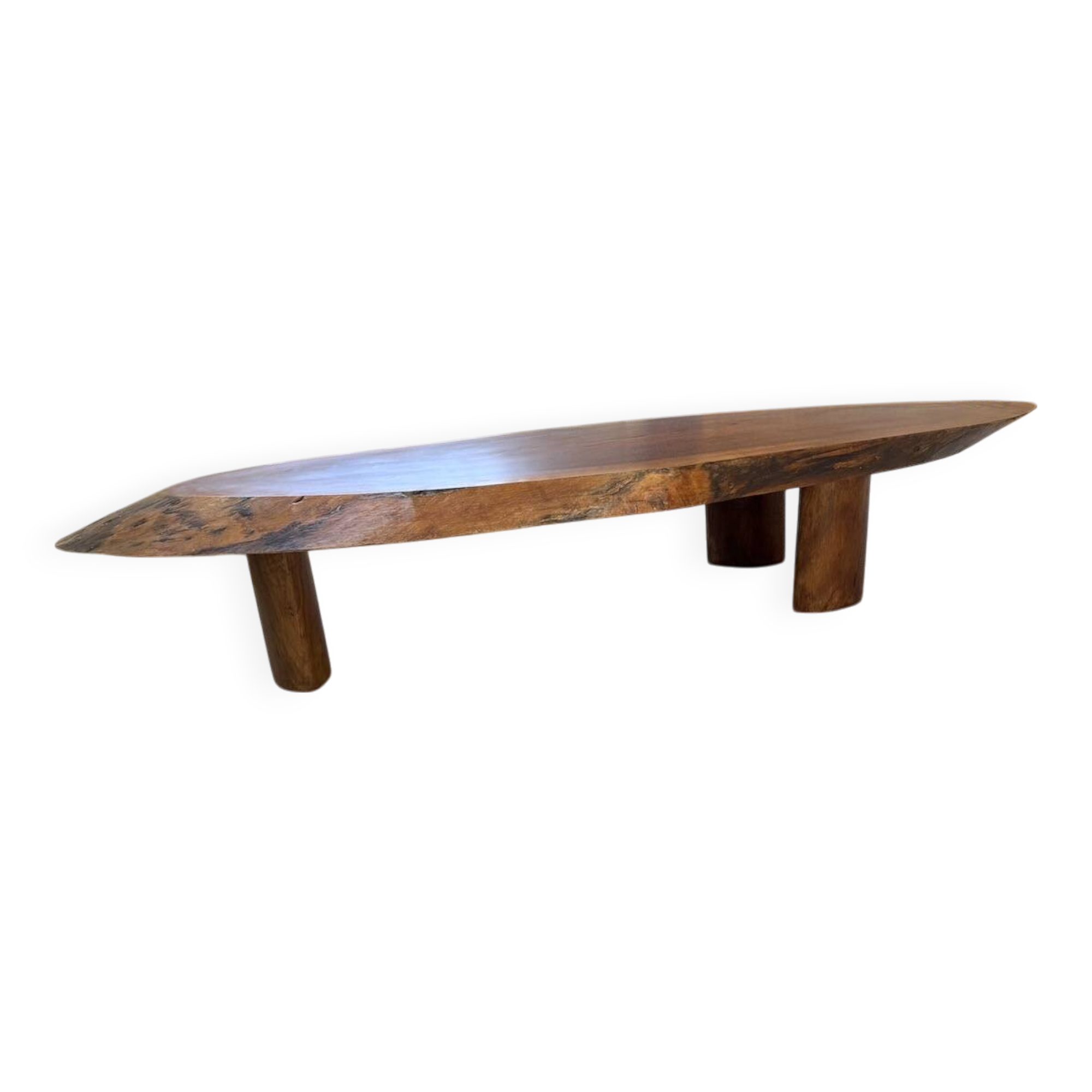Table basse années 50 plateau bois exotique XXL