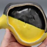 Ancienne ceramique vide poche cendrier design vintage noir jaune dlg vallauris elchinger