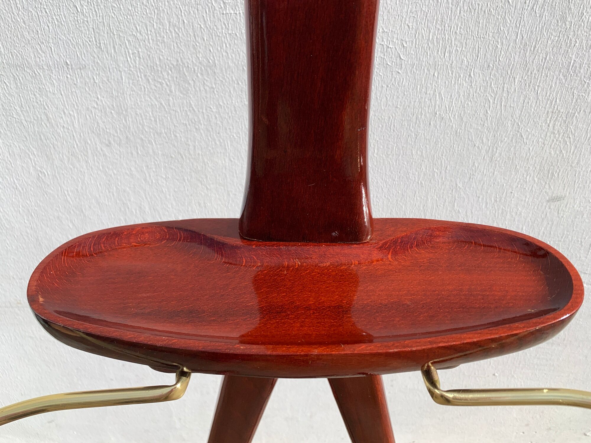 Night jack, anthropomorphic, brass mahogany, Ico Parisi, Fratelli Reguitti, 1950