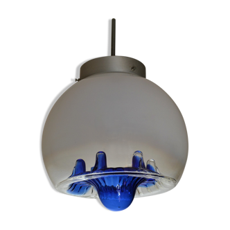 Blown glass globe hanging lamp 1970