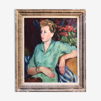 Portrait painting of woman 50's