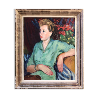 Portrait painting of woman 50's