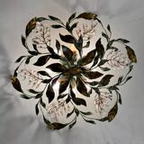 Large Florentine Tole Crystal Flushmount 1960’s