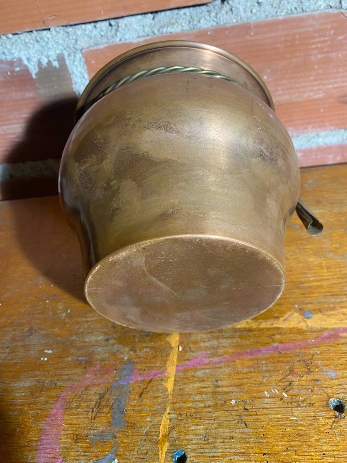 Antique Jean Paul THEVENOT Copper & Brass Planter Made in France Vintage