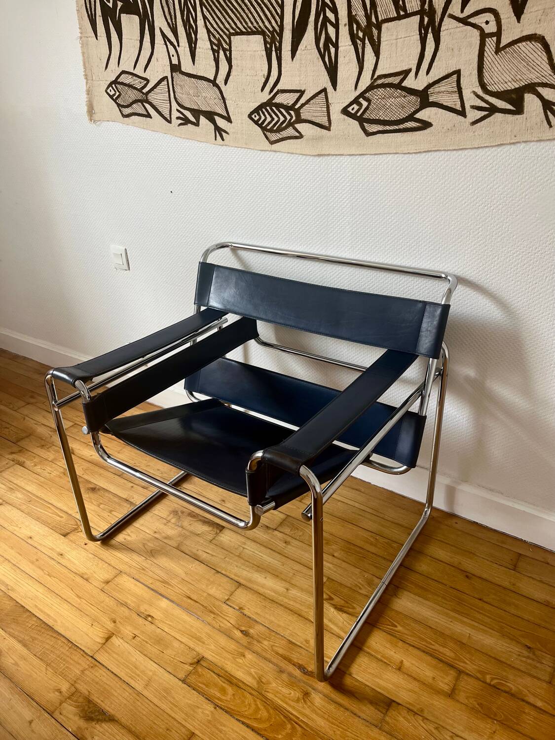 Wassily armchair by Marcel Breuer, midnight blue, Italian edition