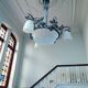 Wrought iron and art deco glass chandelier - Degué Workshops