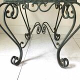 Vintage green marble and wrought iron coffee table