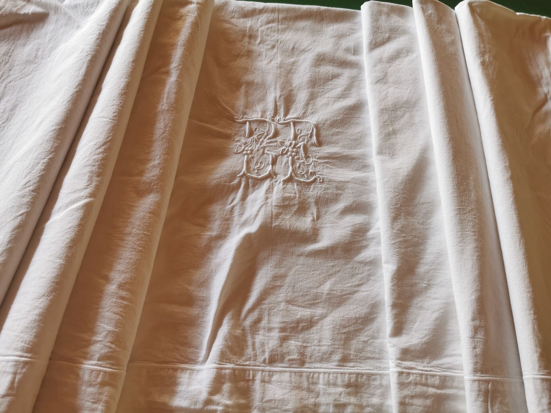 Antique monogrammed fabric