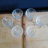 6 antique crystal champagne glasses