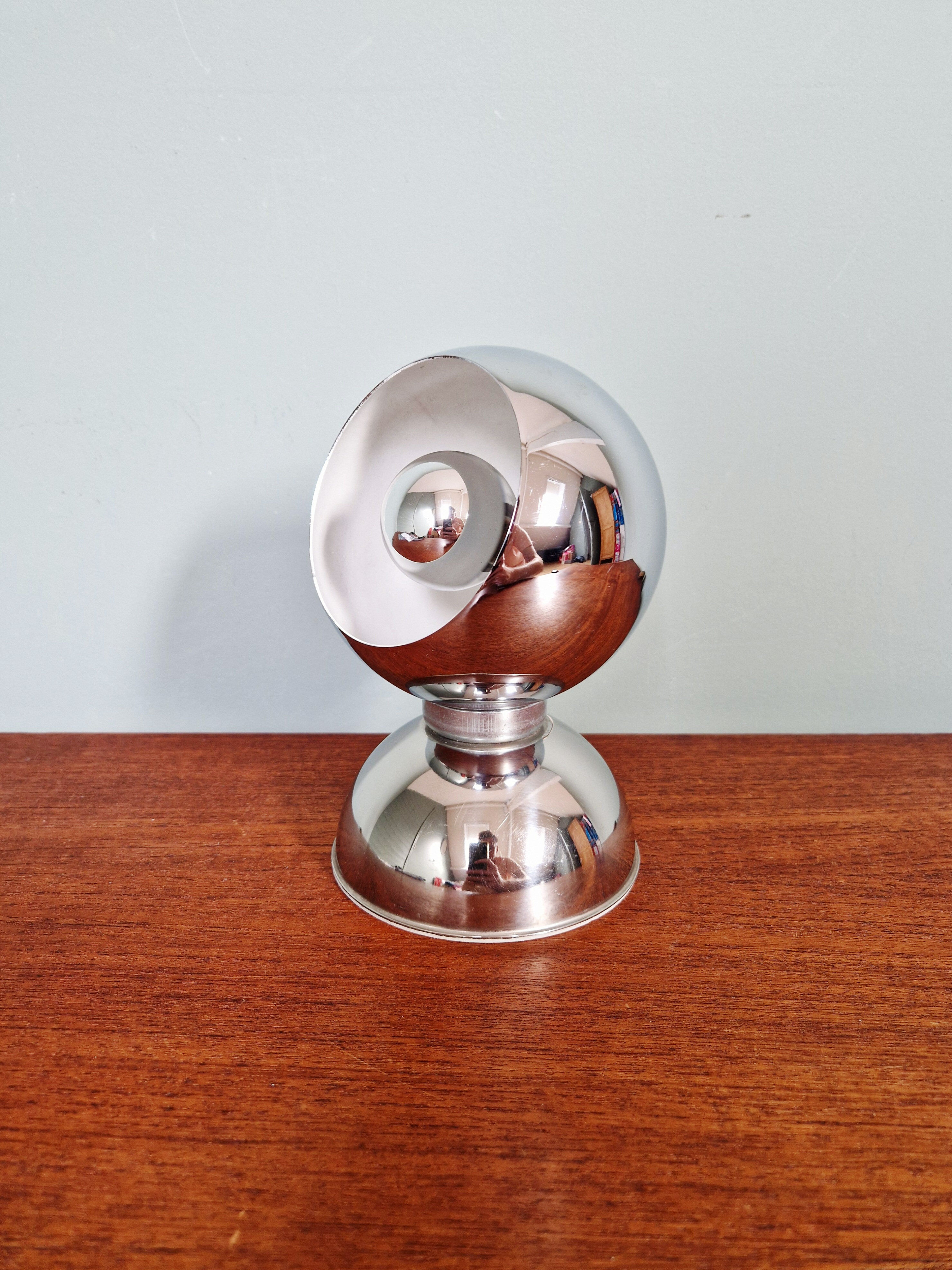 Chrome metal Eyeball lamp, Goffredo Reggiani, 1970