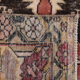 Tapis oriental vintage anatolien rouge bordeaux et noir, laine fait main