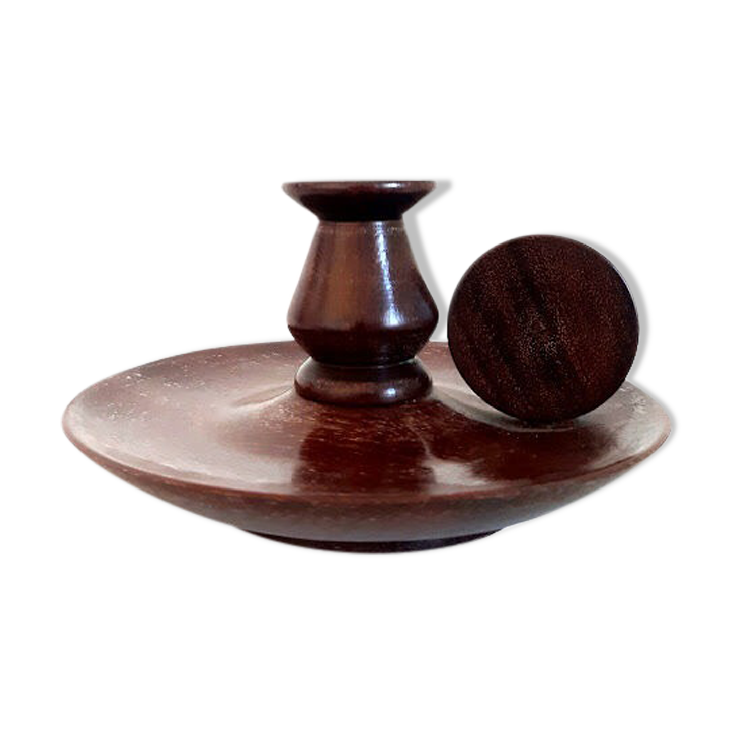 Scandinavian teak hand candle holder