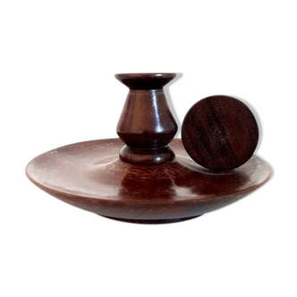 Scandinavian teak hand candle holder