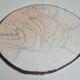 Raku ceramic presentation dish with abstract decoration, 31 cm