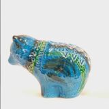 Cat statue, vintage, Aldo Londi for Bitossi, Rimini blue series