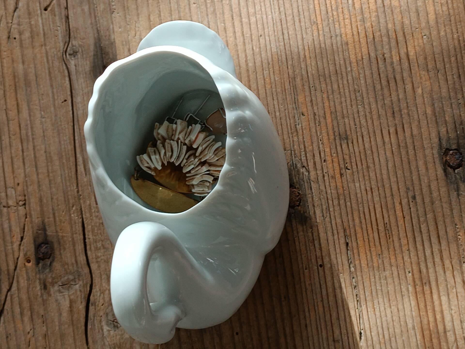 Cygne vintage en céramique blanche – cache-pot / vide-poche