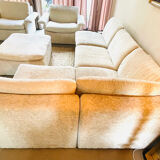 Modular corner sofa white pluche 7 elements