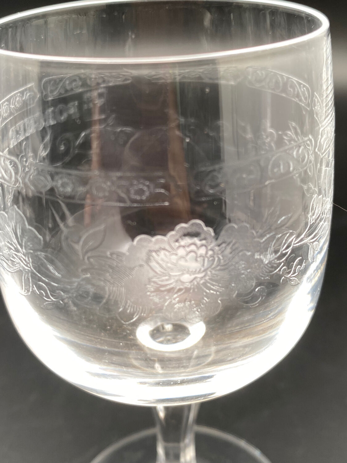 Aperitif or digestive stemmed glass in worked glass