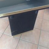 Table basse avec plateau en verre noir relevable et rallonges années 40-50