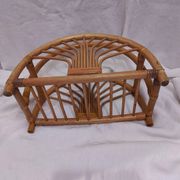 Woven bamboo magazine rack from the 1970s