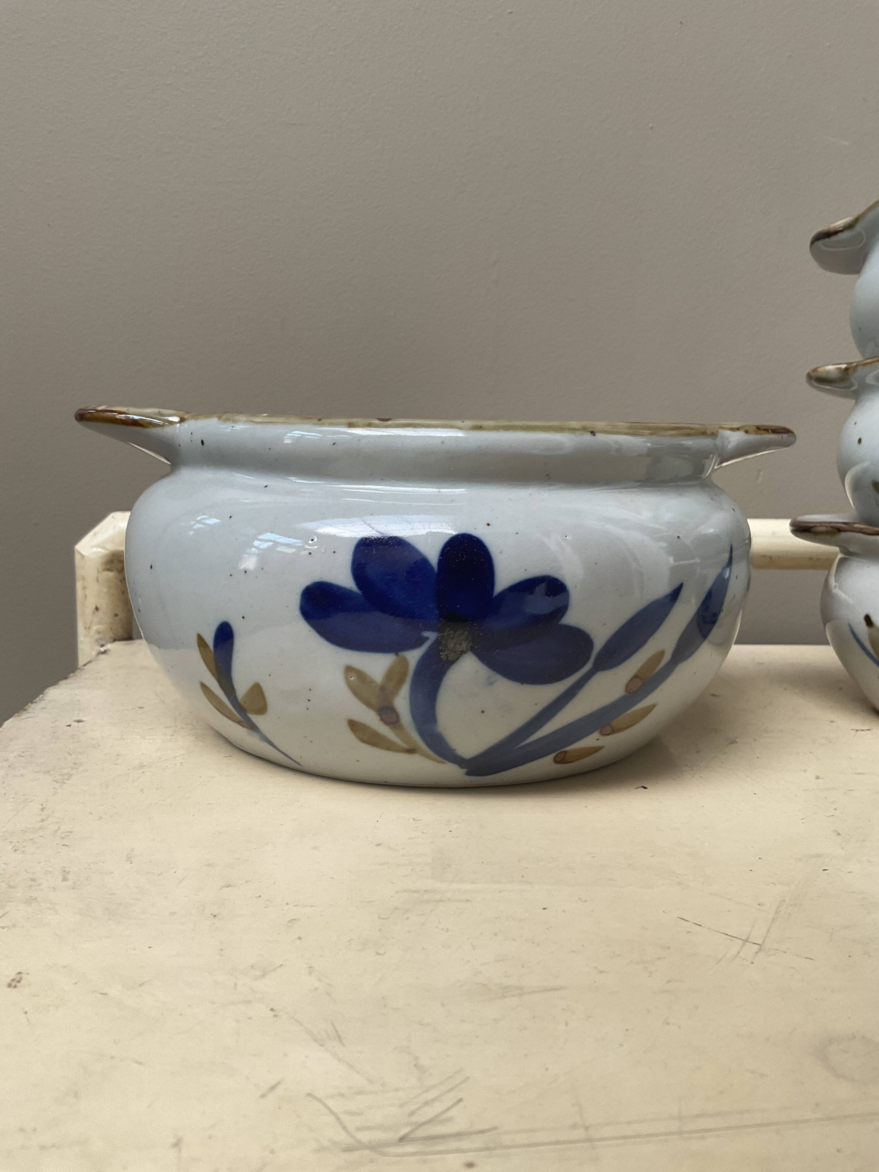 Lot de 3 bols et 1 pot vintage en céramique