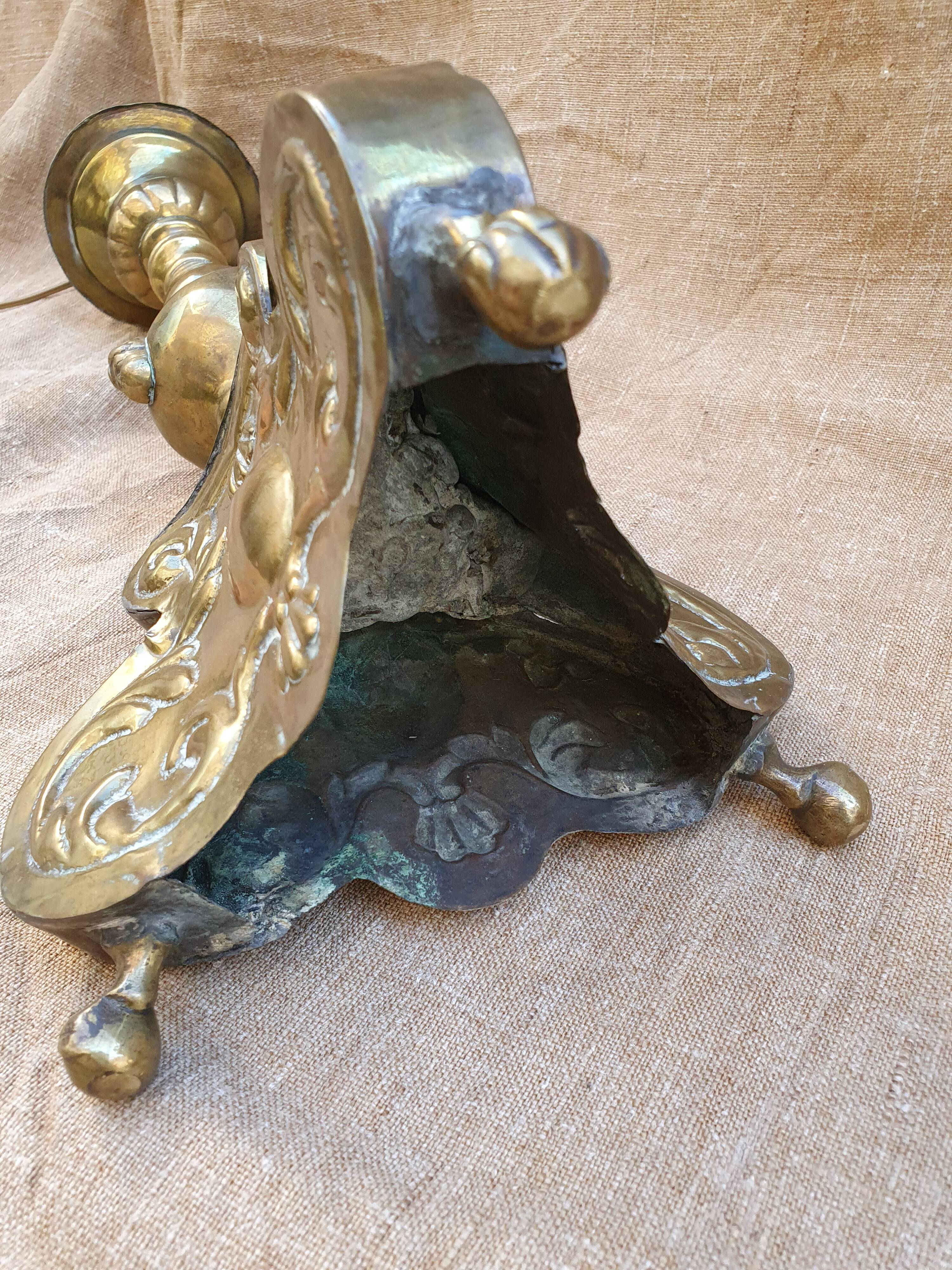 Pair of brass lamps xixème