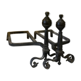 Pair of wrought iron chenet