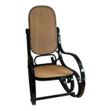 Rocking-chair en bois et cannage