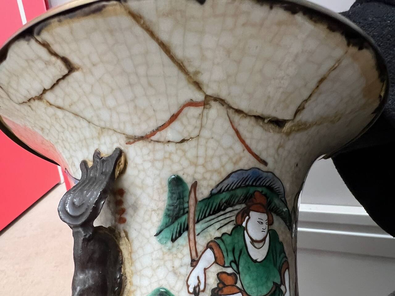 Grande Lampe Vase Chinois "Nankin" – Grès Craquelé