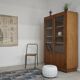Armoire d'école vitrée en chêne 1960