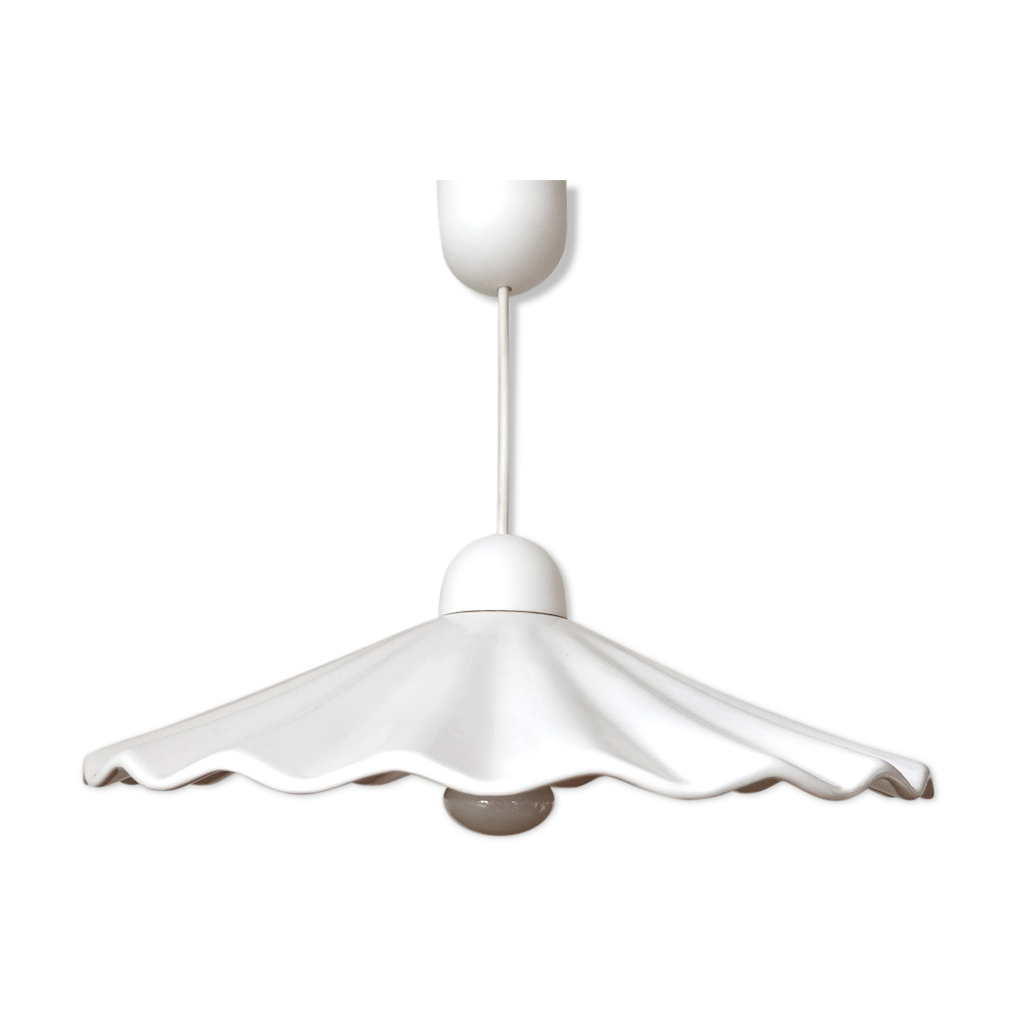 Suspension vintage en porcelaine blanche forme pétale de fleur