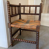 Vintage corner chair beaded wood