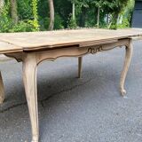Louis XV extendable dining table renovated in raw wood 220cm