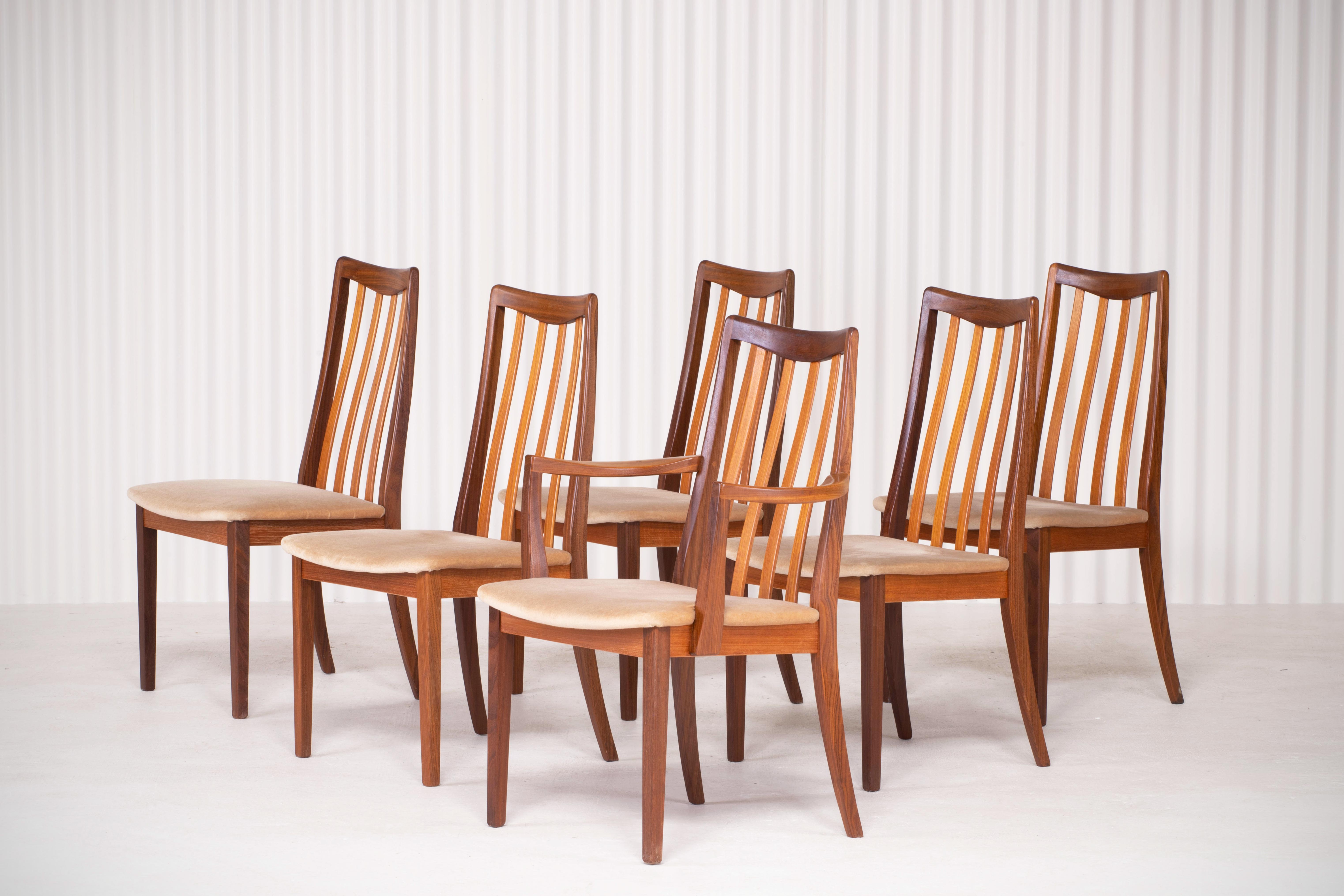 Série de 6 chaises scandinaves vintage