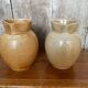 Pair antique cnp village beige & cream stoneware pitchers vintage