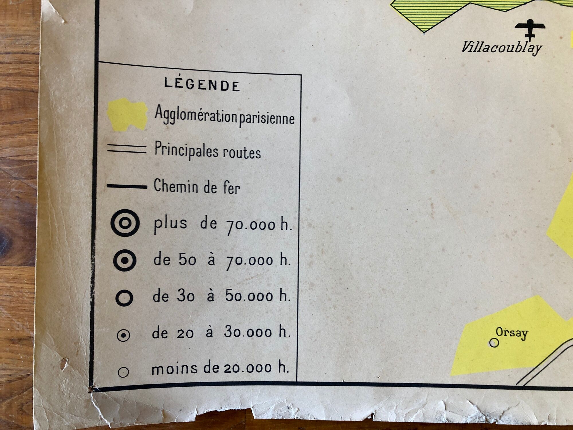 Ancienne carte de Paris et sa région années 50