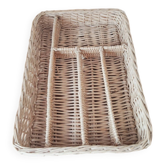 Wicker cutlery tray - 5 compartments