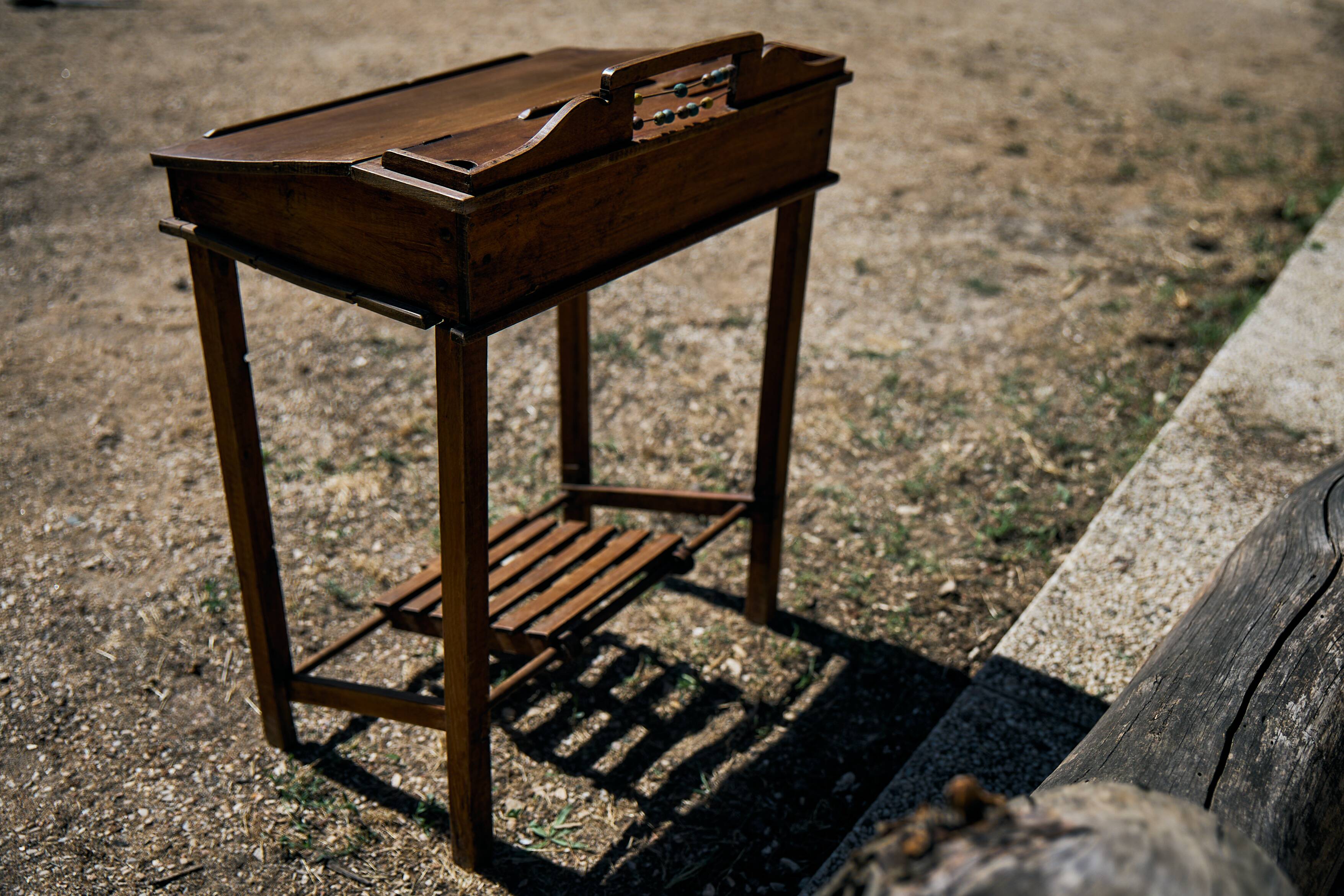 School desk and its abacus, 1930s