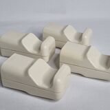 Set of 4 vintage "Space Age" coat hooks, 10 cm, 70s-80s