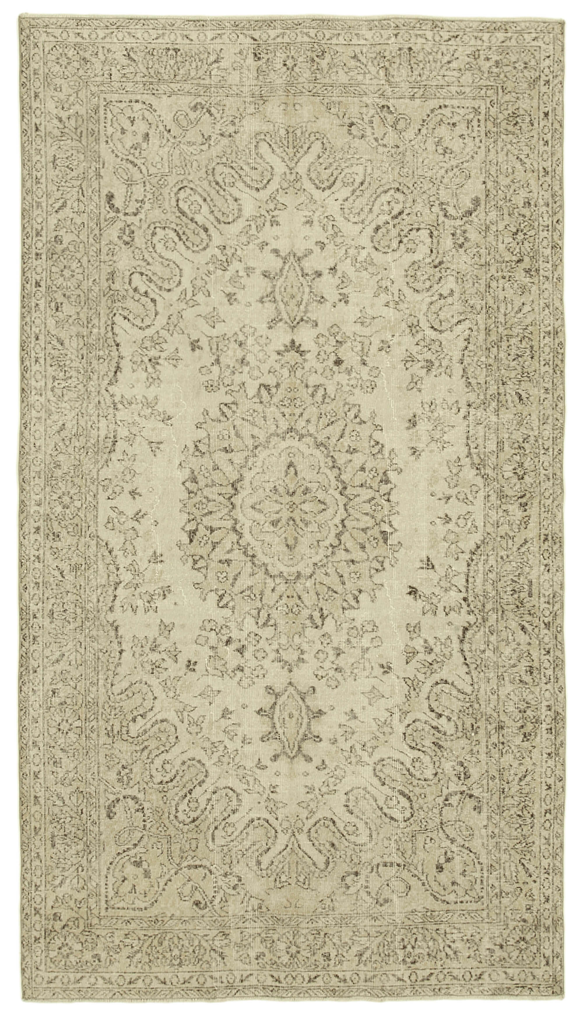Handmade one-of-a-kind oriental beige carpet 170 cm x 293 cm