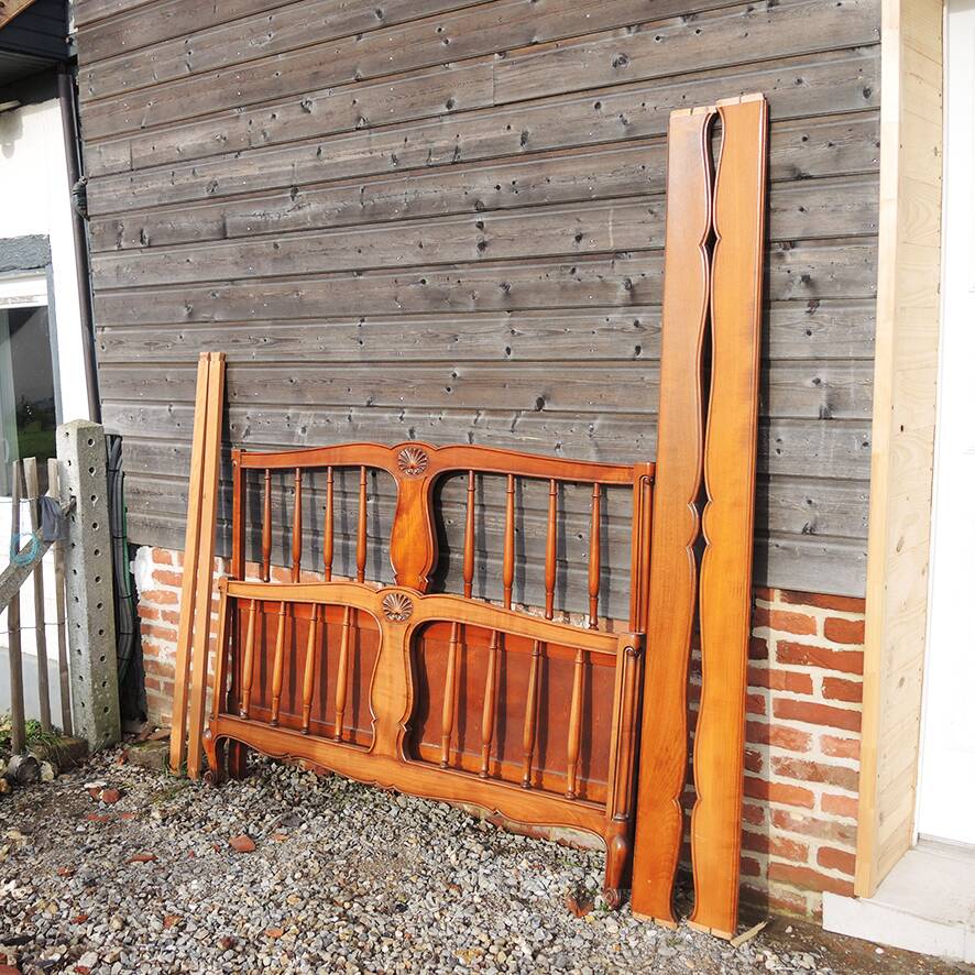 Antique Double Bed Frame in Solid Cherry Wood NF