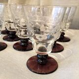 SUITE OF 10 GLASS GLASSES WITH GLASS WINE OF THE YEARS 1930 BI COLORE