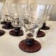 Suite de 10 verres a pied a vin en verre des annees 1930 bi colore
