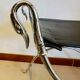Curule Stool Maison Jansen in Chrome Steel and Black Leather